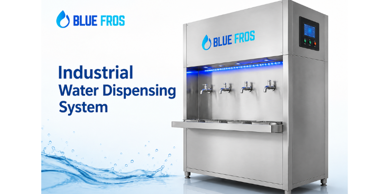 Industrial water dispensing system by Bluefros installed in a commercial facility