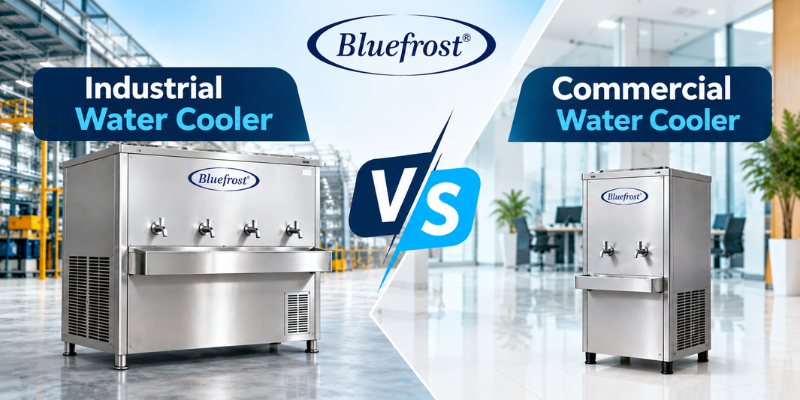 Industrial Water Cooler vs Commercial Water Cooler comparison by BlueFrost